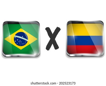 Vector - Brazil versus Colombia Flag Soccer Game