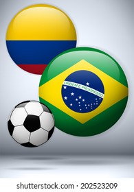 Vector - Brazil versus Colombia Flag Soccer Game