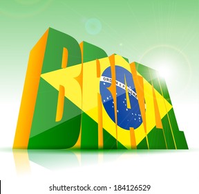 Vector Brazil Word Text Flag