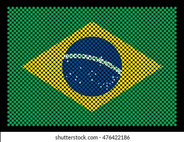 Vector Brazilian flag.Dotted flag of Brazil.