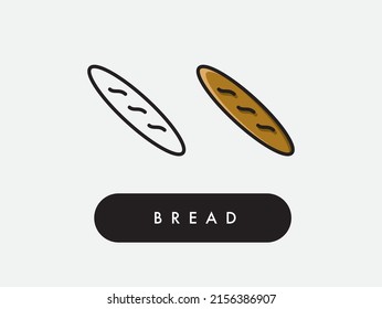 Vector bread baguette icon illustration