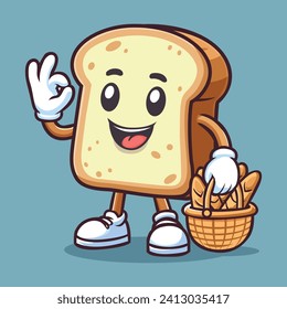 Vektor-Brot-Cartoon-Maskottchen-Lebensmittel Vektorgrafik