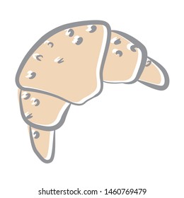 vector bread croissant in color