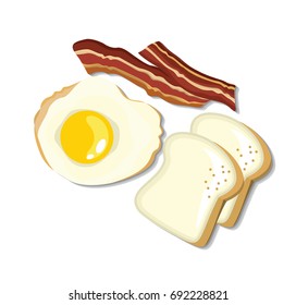 Vector of bread egg and bacon for breakfast