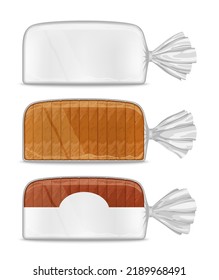 Vector bread packaging illustration, transparent plastic bag mockup