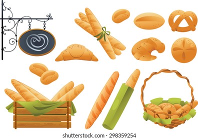 Vector bread set. illustration isolated on white background.
