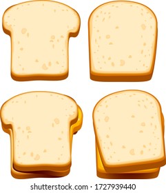 Vector bread, toast, sliced bread for sandwich isolated on white background