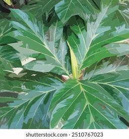 vector 
breadfruit leaves illustration template