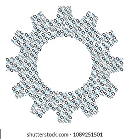 Vector break chain link icons are organized into cog combination. Technical design concept constructed of break chain link objects.
