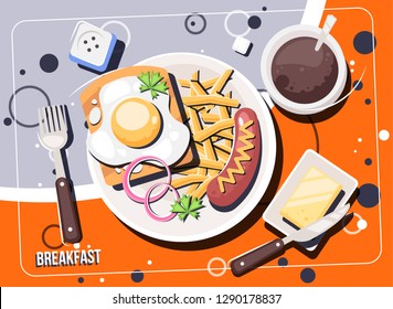 Vector Breakfast Concept Food Drinks Breakfasts Stock Vector (Royalty ...