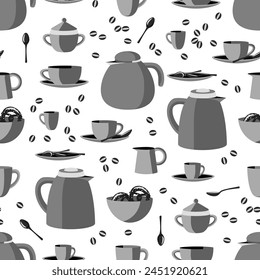 Vector - breakfast equipment with pretzels seamless pattern.
