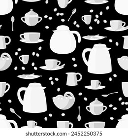 Vector - breakfast equipment with pretzels seamless pattern.