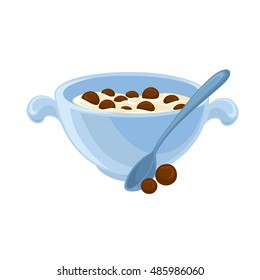 Vector breakfast food . Icon of healthy food cereal . Cartoon illustration isolated on white.