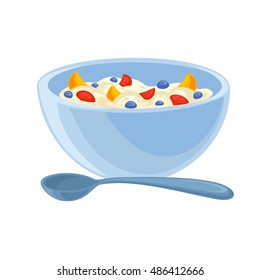 Vector breakfast food . Icon of healthy food cereal. Cartoon illustration isolated on white.