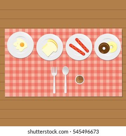Vector breakfast fresh food and drinks in flat style