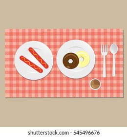 Vector breakfast fresh food and drinks in flat style
