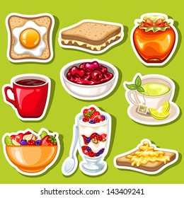 vector breakfast icon stickers
