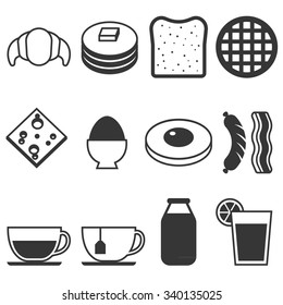 Vector breakfast icons set.