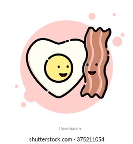 Vector breakfast illustration for Valentine's Day greeting card