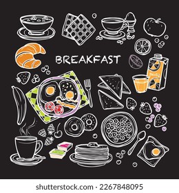 vector breakfast menu mural wallpaper concept