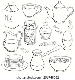vector  breakfast set
