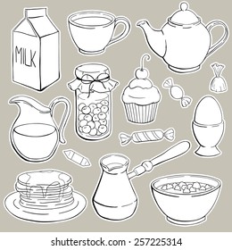 vector breakfast set
