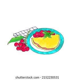 Vector breakfast set with white background.