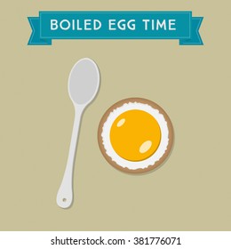 Vector Breakfast soft Boiled Eggs Illustration, simple flat design with banner and text