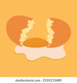 vector breaking chicken eggs with yellow background