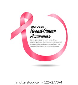 Vector Breast Cancer Awareness Calligraphy Poster Design. Stroke Pink Ribbon. October is Cancer Awareness Month. - Vector 