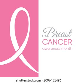 Vector Breast Cancer Awareness Calligraphy Poster Design. Stroke Pink Ribbon. October is Cancer Awareness Month.