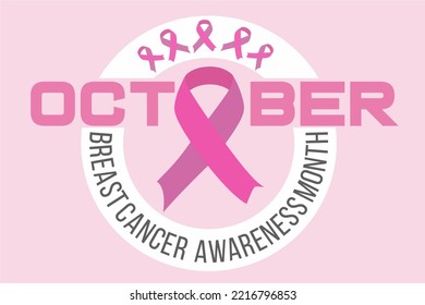 Vector Breast Cancer Awareness Calligraphy Poster Design, pink ribbon