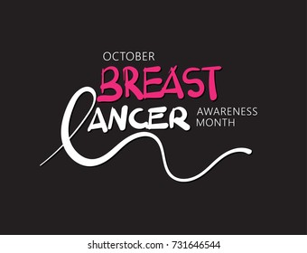 Vector Breast Cancer Awareness Calligraphy Poster Design. October is Cancer Awareness Month.