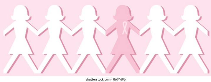 Vector Breast Cancer Awareness Dolls