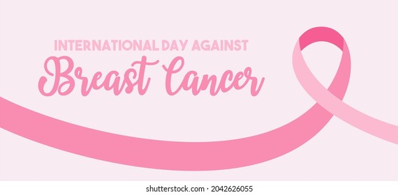 Vector Breast Cancer Awareness Month Poster Design. Stroke Pink Ribbon. October is Cancer Awareness Month.