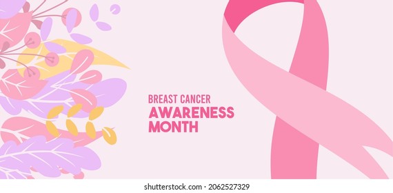 Vector Breast Cancer Awareness Month Poster Design. Stroke Pink Ribbon. October is Cancer Awareness Month