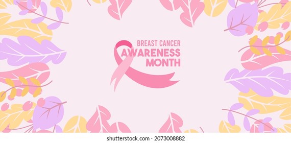 Vector Breast Cancer Awareness Month Poster Design. Stroke Pink Ribbon. October is Cancer Awareness Month