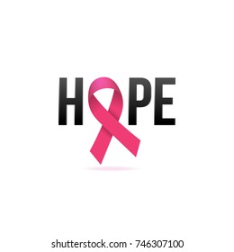 Vector Breast Cancer Awareness Poster Design. Stroke Pink Ribbon. October is Cancer Awareness Month with black background