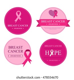 Vector Breast Cancer Awareness Ribbons and Badges or labels.