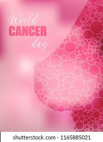 Vector Breast on pink background. Breast cancer awareness month 