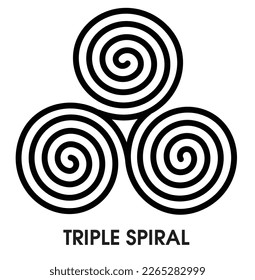 Vector breton and celtic original spiral triskele symbol. Black celtic triskelion spirals over white. Mystical protective sign. Triple spirals. Isolated vector illustration.