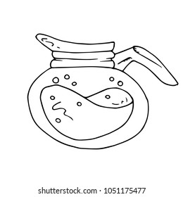 Vector  of a brewed coffee in a mug. Hot brewed coffee. Hand drawn coffee from a coffee machine.