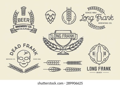 Vector brewery labels and design elements.