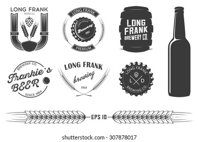 Vector brewing labels and design elements.