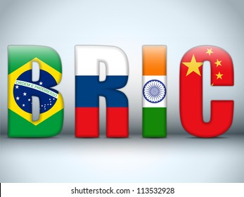 Vector - BRIC Countries Buttons Brazil Russia India China