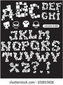 vector brick alphabet with skulls.
