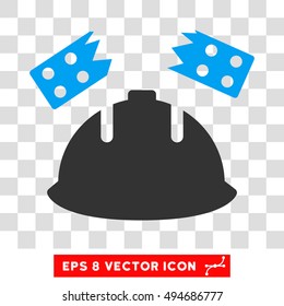 Vector Brick Helmet Accident EPS vector pictograph. Illustration style is flat iconic bicolor blue and gray symbol on a transparent background.