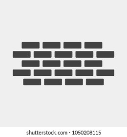 Vector brick icon. Illustration of brickwork. Brick wall on a gray background