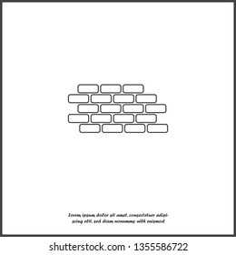 Vector brick icon. Illustration of brickwork. Brick wall on white isolated background.