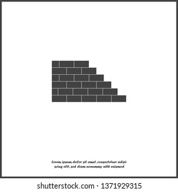 Vector brick icon. Illustration of brickwork. Brick wall icon on white isolated background. Layers grouped for easy editing illustration. For your design.